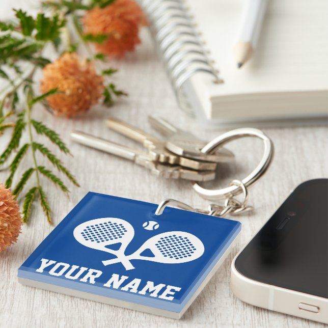 Padel tennis Player-nyckelkedja med eget namn (Högra Framsidan)