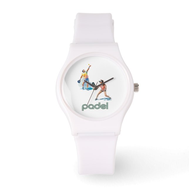 Padel Watch – Padel Chic Vibrant Style Vit Armbandsur (Framsida)