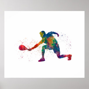 Padelspelare i akvarell poster