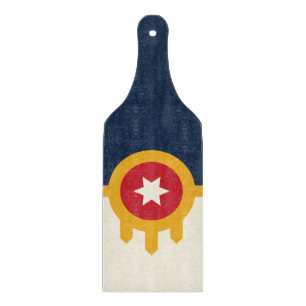 Padle av glasspånskivor med flagga Tulsa, USA
