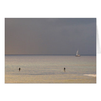 Padle boarders in sunset in Maui Hälsningskort