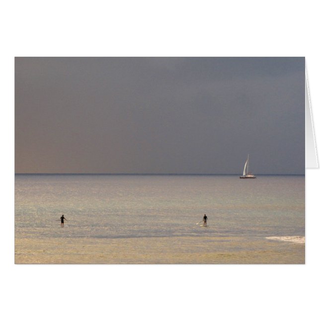 Padle boarders in sunset in Maui Hälsningskort (Framsidan Horizontal)