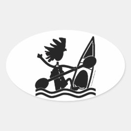 Padle Kayak Oval Sticker från Lycklig Ovalt Klistermärke