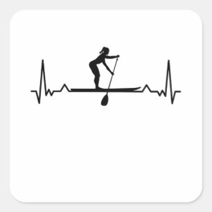 Padleboarding Sup Girls Heartslag Gift Fyrkantigt Klistermärke