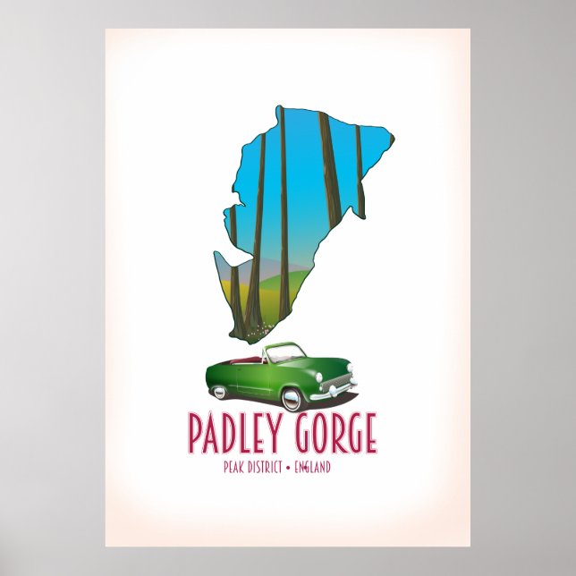 Padley Gorge-toppdistriktet karta Poster (Framsidan)
