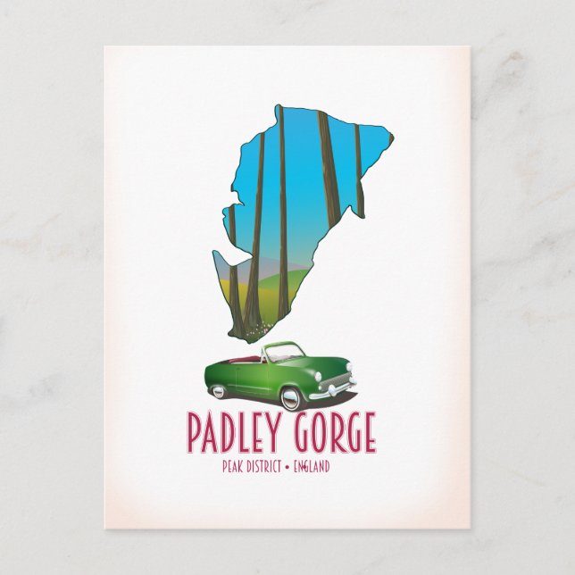 Padley Gorge-toppdistriktet karta Vykort (Framsida)