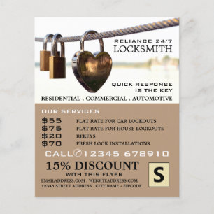Padlocks Hanging on Rope, Locksmith Advertising Flygblad