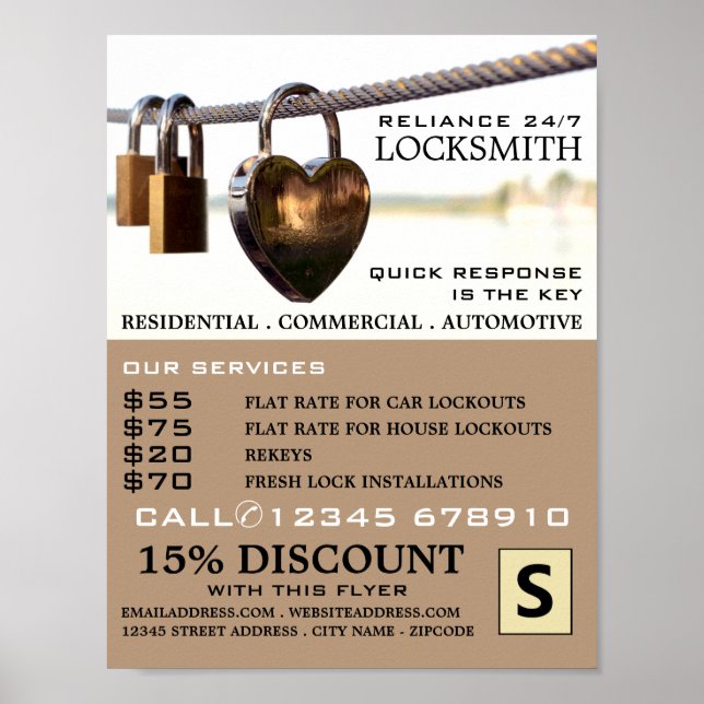 Padlocks Hanging on Rope, Locksmith Advertising Poster (Framsidan)