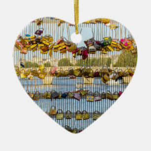 Padlocks kärlek på Pont de Solferino - Paris, Fran Julgransprydnad Keramik