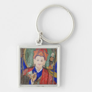 Padmasambhava Buddha, turkarm, Nepal Fyrkantig Silverfärgad Nyckelring