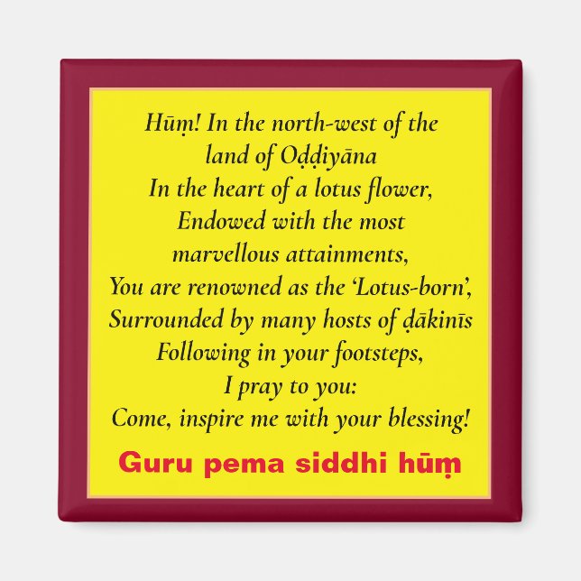 Padmasambhava Mantra & Seven Line Prayer / Guru Magnet (Framsidan)