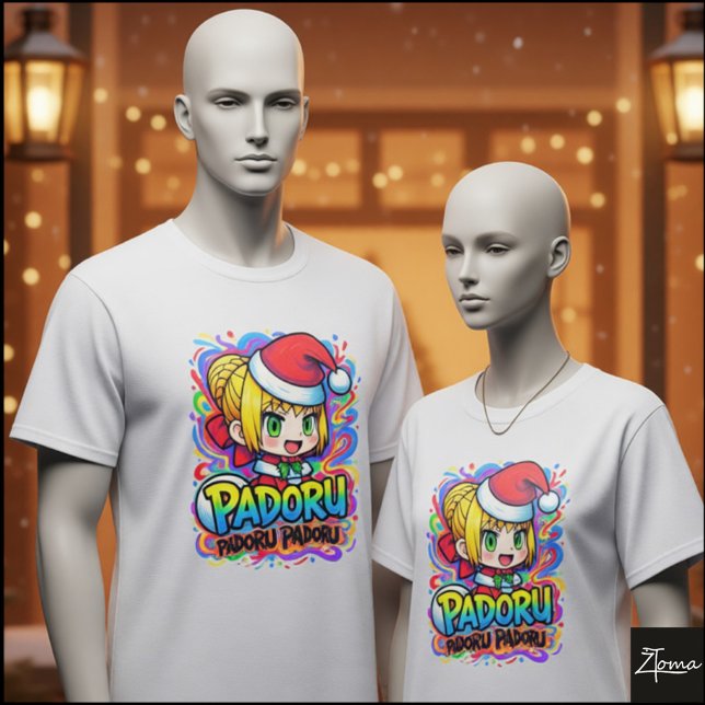 Padoru Chibi Tomte Anime Färgfläckar T Shirt (Skapare uppladdad)