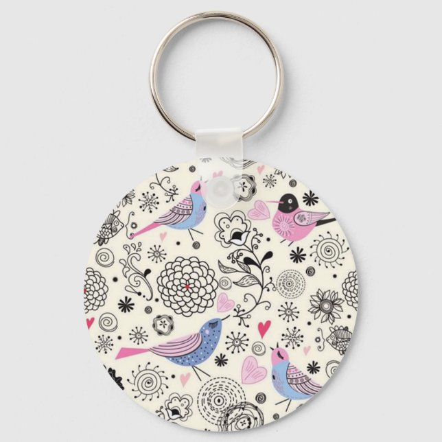 Padrão de flores e passaros nyckelring (Framsida)