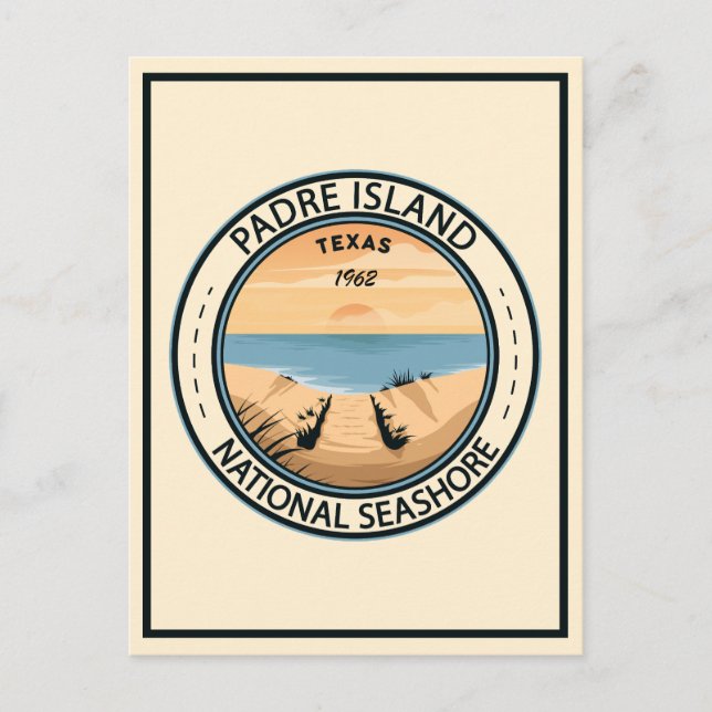 Padre Island National Seashore Texas Badge Vykort (Framsida)