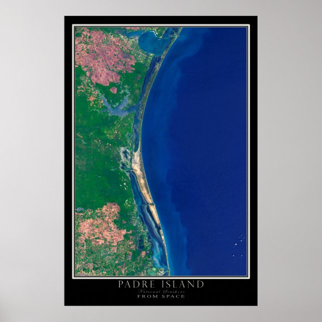 Padre Island National Seashore Texas Satellite Kar Poster (Framsidan)