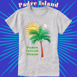 Padre Island Texas Handflatan Träd, Fiskmås och So T Shirt