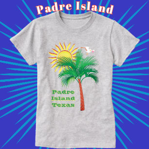 Padre Island Texas Handflatan Träd, Fiskmås och So T Shirt