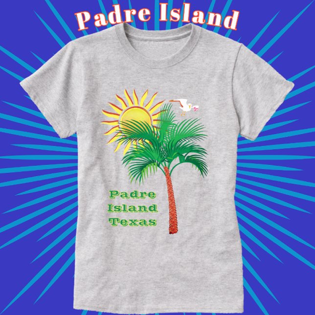 Padre Island Texas Handflatan Träd, Fiskmås och So T Shirt (Skapare uppladdad)
