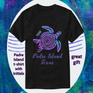 Padre Island Texas Ljusfärgad Färgrik Havssköldpad T Shirt