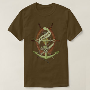 Padre Island Texas Pirat Skull och Anchor T Shirt