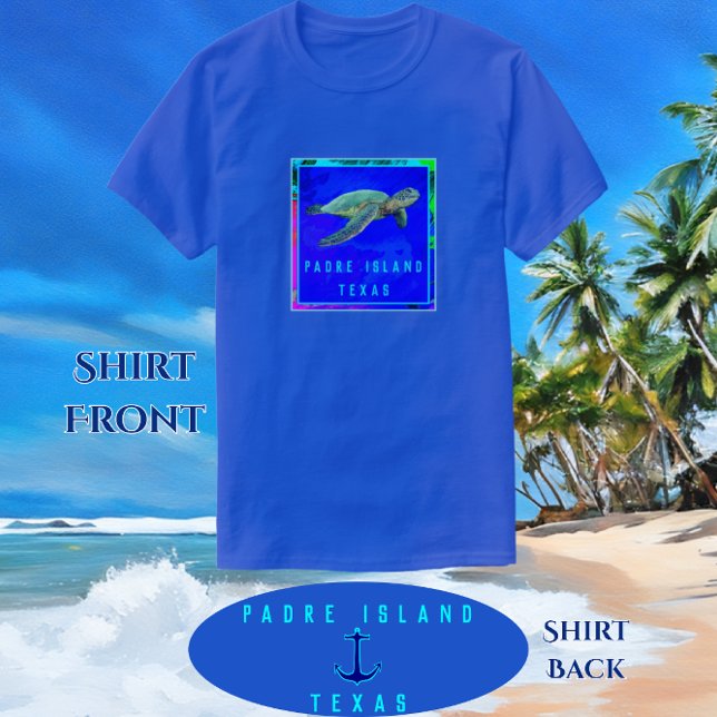 Padre Island TX Ocean Blue Sea Turtle T Shirt (Skapare uppladdad)
