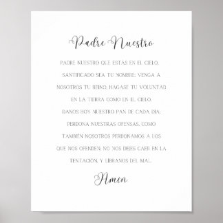 Padre Nuestro Spansk Prayer Poster