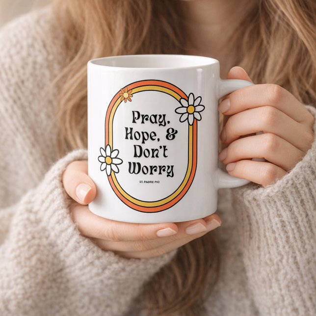 Padre Pio Be Ombed Citat Hopp Inte Orovärdighet Kaffemugg (Skapare uppladdad)