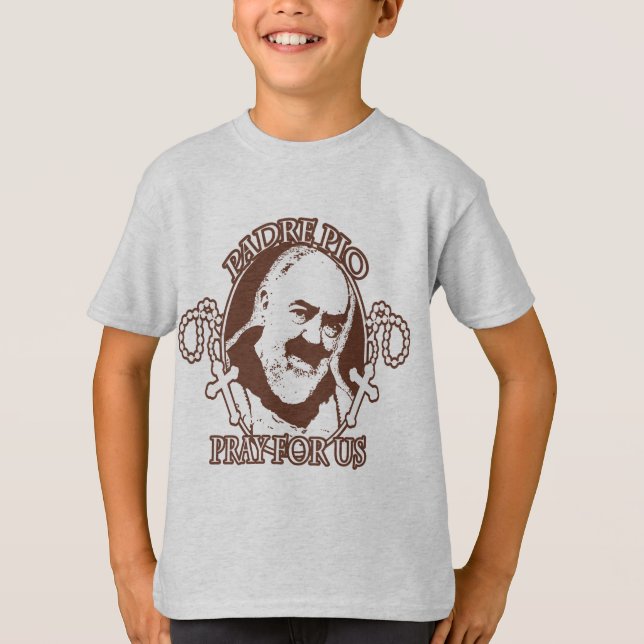 PADRE PIO BER FÖR US VID EKLEKTIX, T SHIRT (Framsida)