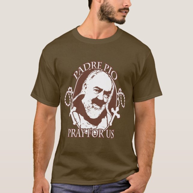 PADRE PIO BER FÖR US VID EKLEKTIX T-SHIRT (Framsida)