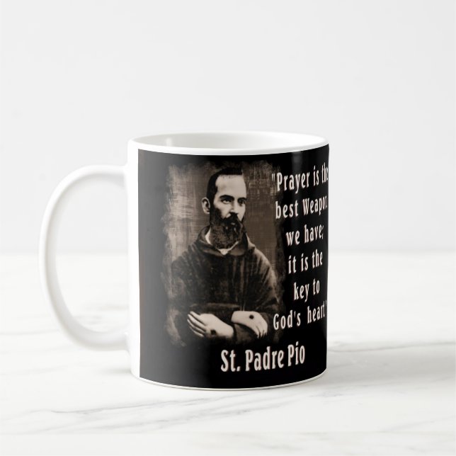 Padre Pio Franciscan-katolska Saint Kaffemugg (Vänster)