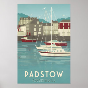 Padstow Cornwall Resemappningsaffisch Poster