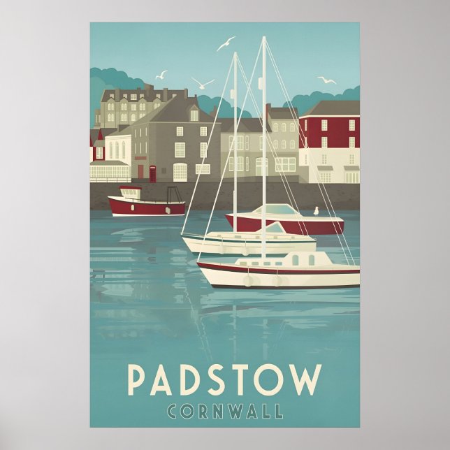 Padstow Cornwall Resemappningsaffisch Poster (Framsidan)