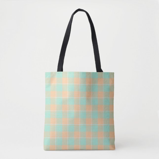 Padua Green and Corvette Peach Plaid Tygkasse (Framsida)