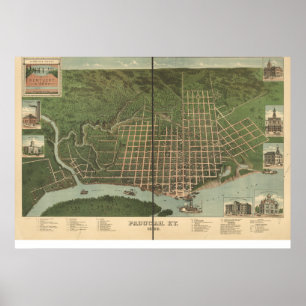 Paducah Kentucky 1889 Panoramic Karta Poster