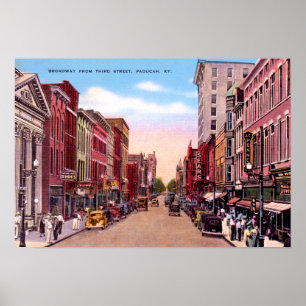 Paducah Kentucky Broadway från tredje 1930 Poster