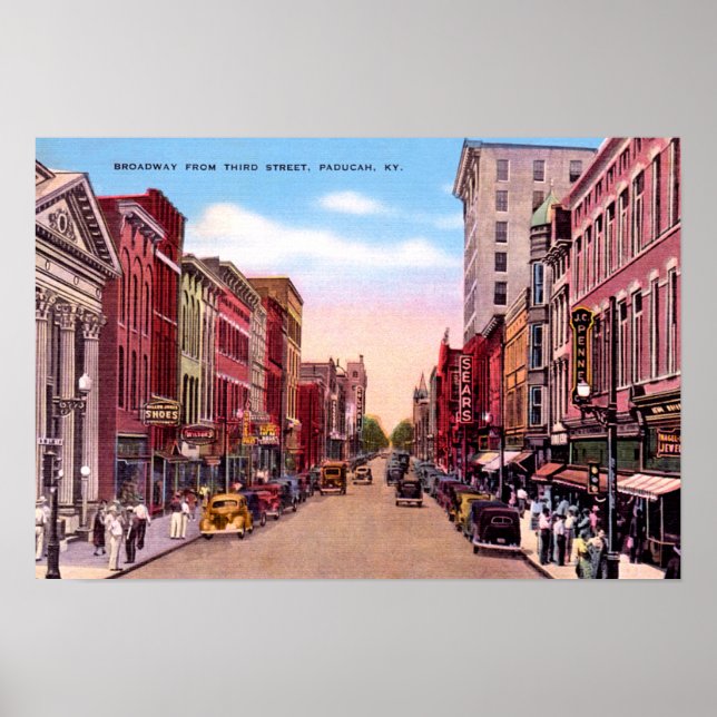 Paducah Kentucky Broadway från tredje 1930 Poster (Framsidan)