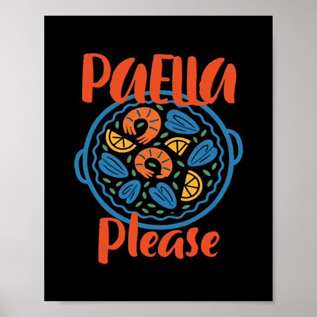 Paella Please Spansk Mat Spanien Resa Semester Poster (Framsidan)