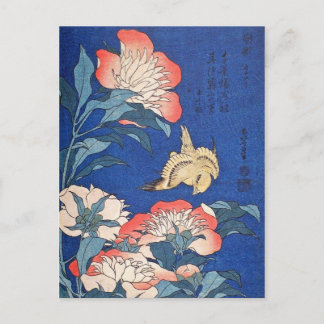 Paeonia Lactiflora och Atlantic Canary (Hokusai) Vykort