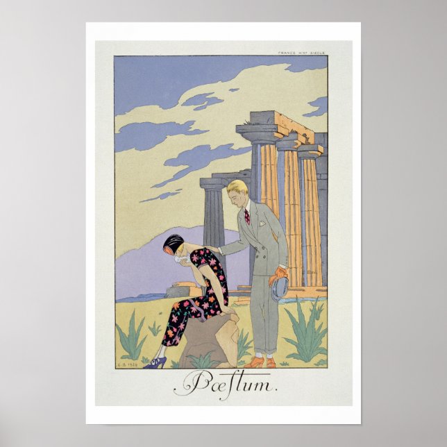 Paestum, 1924 (pochoir print) poster (Framsidan)