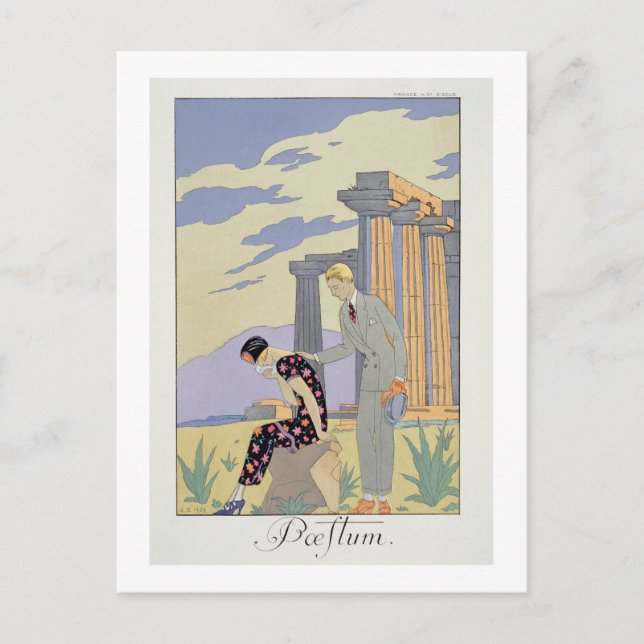 Paestum, 1924 (pochoir print) vykort (Framsida)