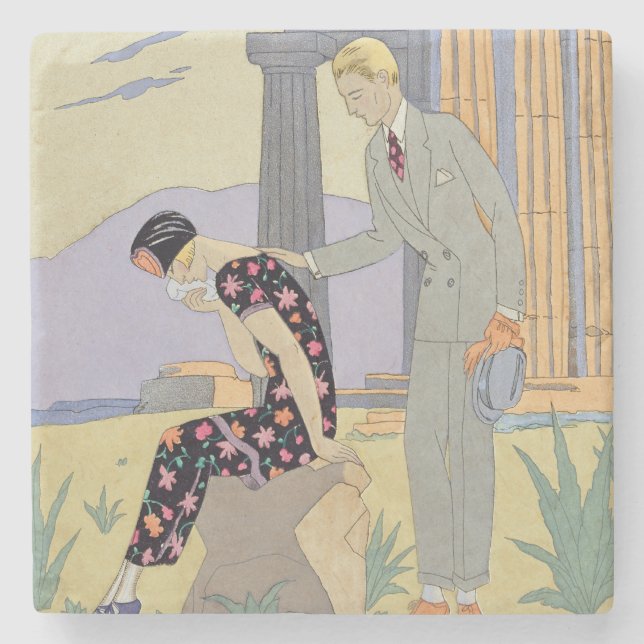 Paestum 1924 (pochoirtrycket) underlägg sten (Framsidan)