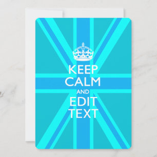 Påfågel Aqua Keep Calm Och Din Text Union Jack