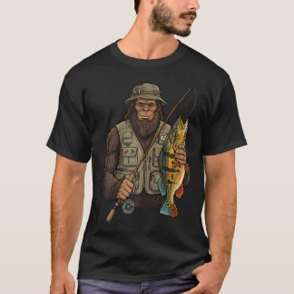 Påfågel Bass Bigfoot Fiskare T Shirt
