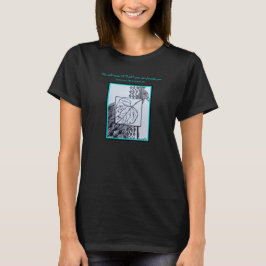Påfågel & blad svart bläck turkos kant & teckensni t shirt