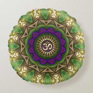 Påfågel Bohemisk Mandala OM Shanti Design #14 Rund Kudde