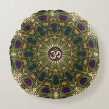 Påfågel Bohemisk Mandala OM Yoga Rund Design #16