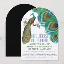 Påfågel Boho Bohemer Fjädrar med Påfågel Inbjudningar