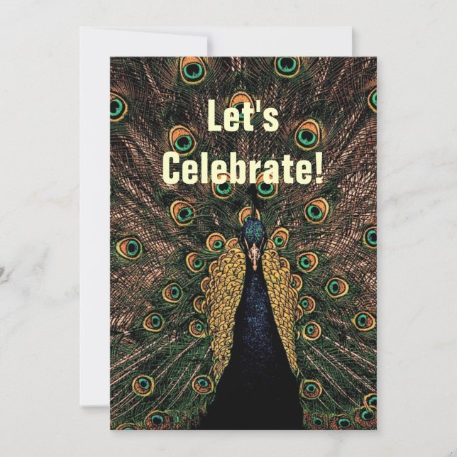 Påfågel - bröllopsdag inbjudningar (Framsida)