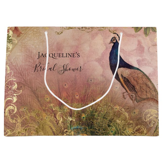 Påfågel Chinoiserie Peony Blommig Bröllopsdusch (Framsidan)