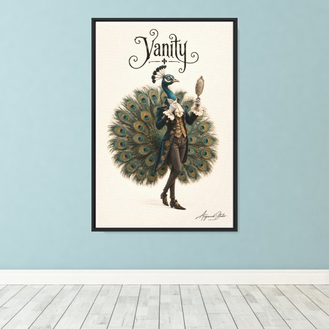 Påfågel Dandy Canvastryck (Insitu (trägolv))